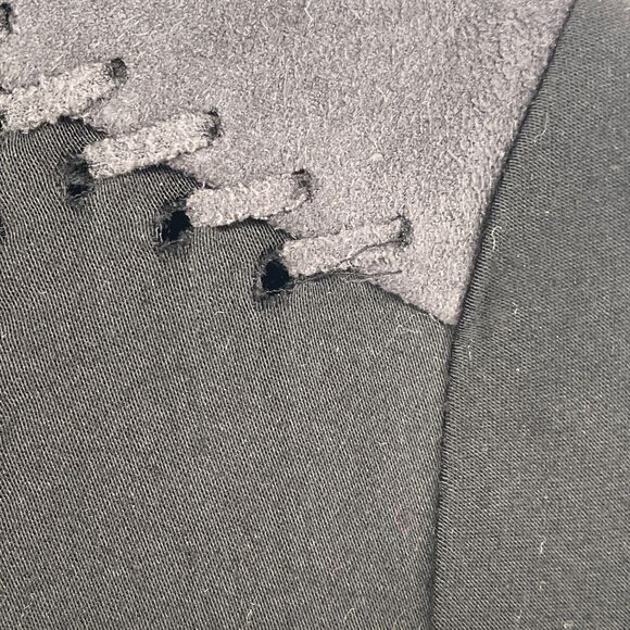 HALE BOB Top M Rosetta Suede Blouse Lace Trim V-Neck Long Sleeve Boho Black - Picture 6 of 11